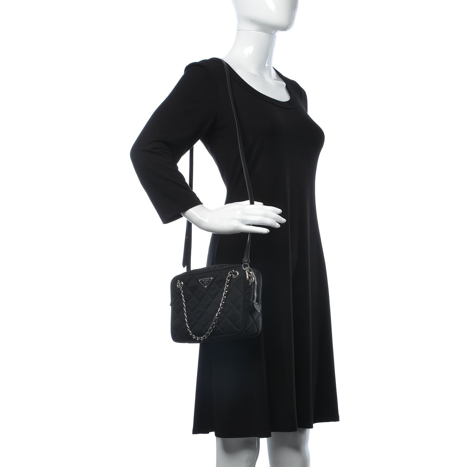 Prada Nylon Tessuto Impuntu Quilted Bandoliera Crossbody Bag Black 2 of 8