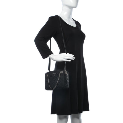 Prada Nylon Tessuto Impuntu Quilted Bandoliera Crossbody Bag Black 2 of 8