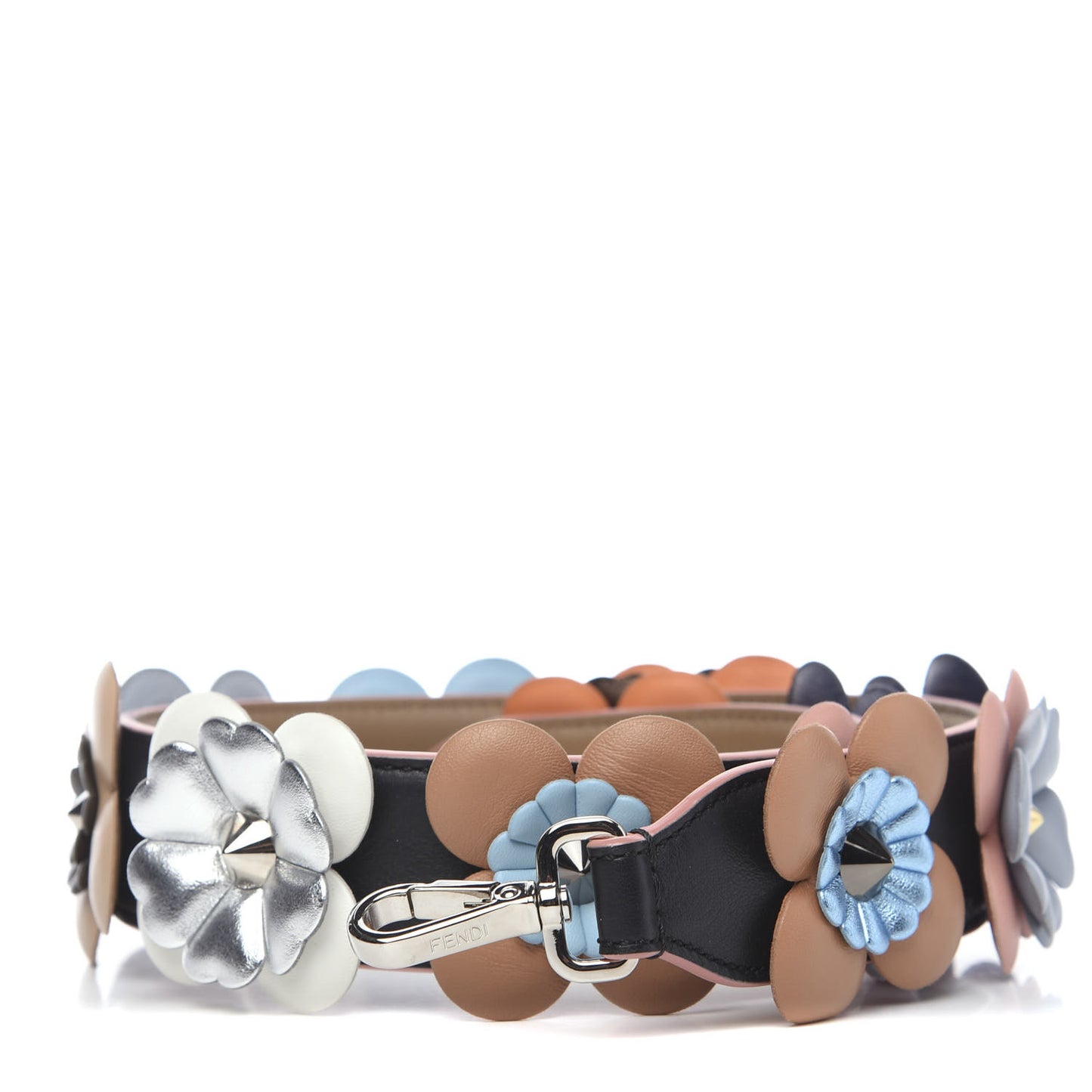 Vitello Dolce Flowerland Bi-Color Studded Strap You Black Sand Multicolor