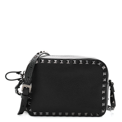 Valentino Garavani Pebbled Calfskin Rockstud Camera Crossbody Bag Black 1 of 10