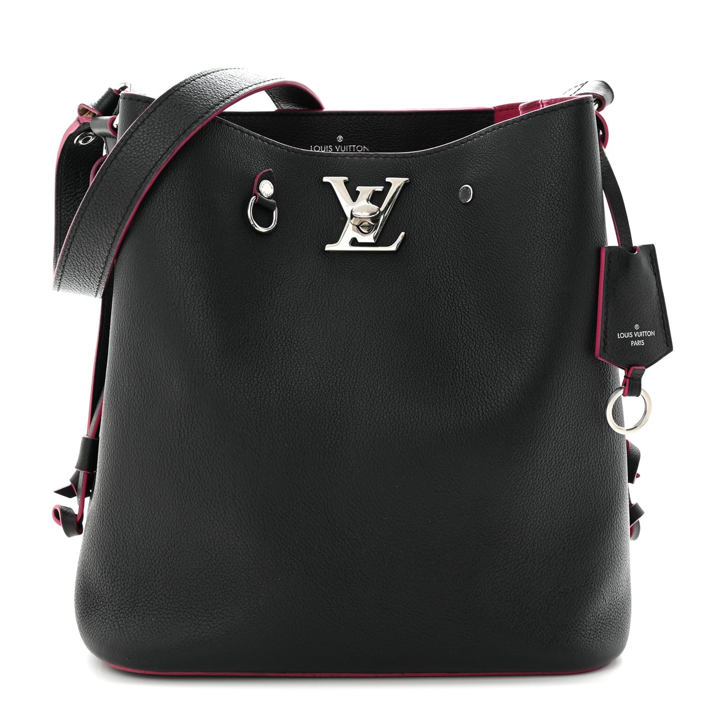 Calfskin Lockme Bucket Black