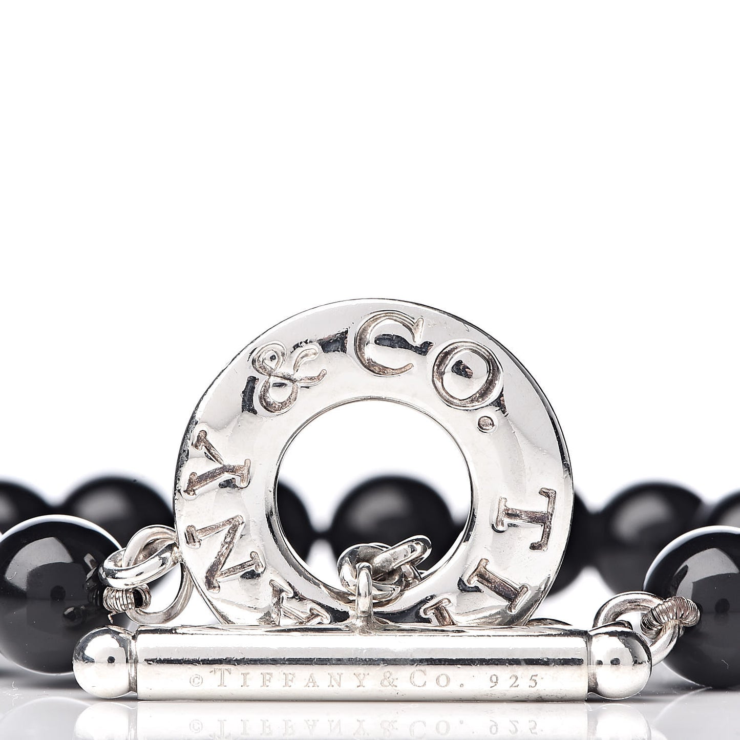 Sterling Silver Black Onyx Bead Toggle Bracelet