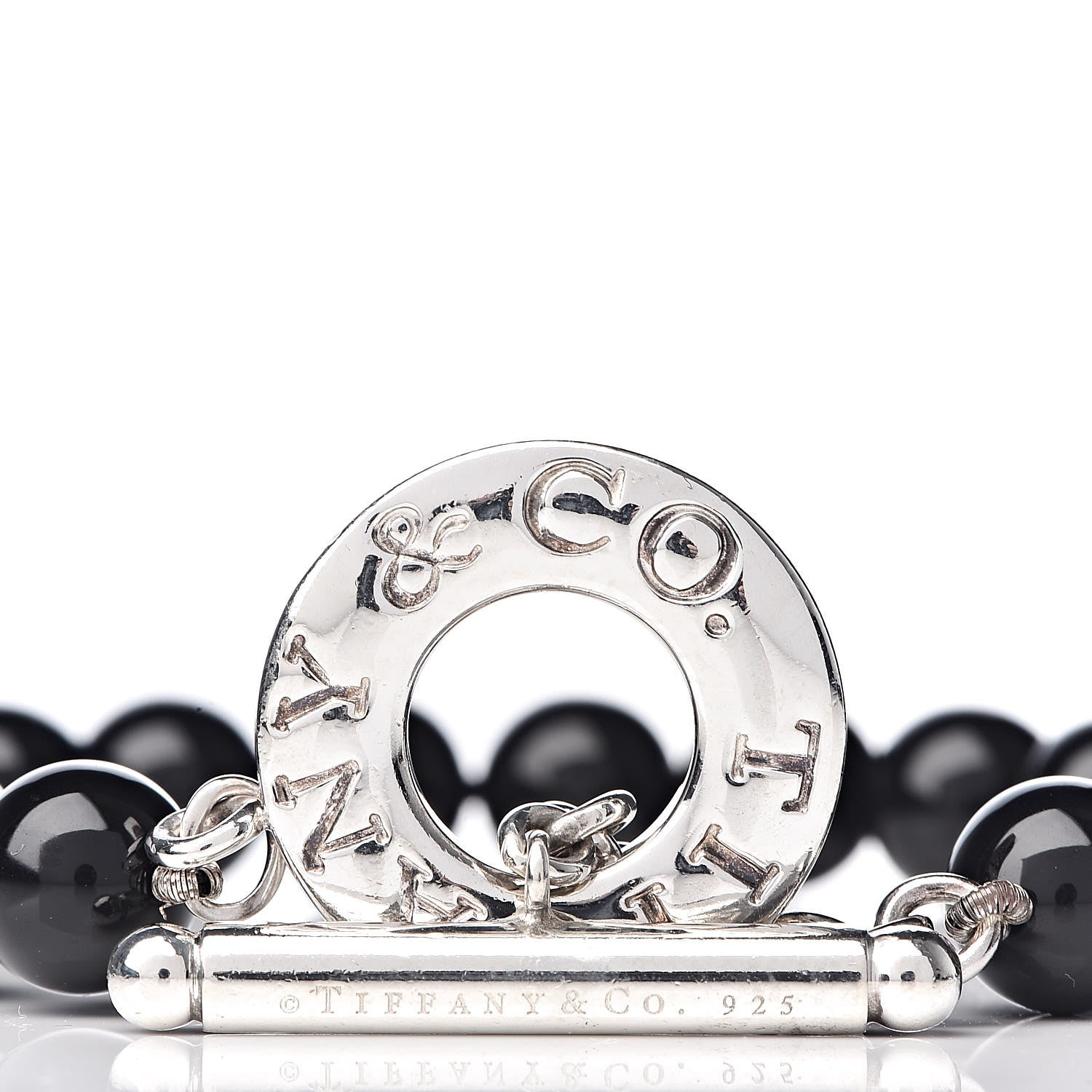 Tiffany Sterling Silver Black Onyx Bead Toggle Bracelet 4 of 5