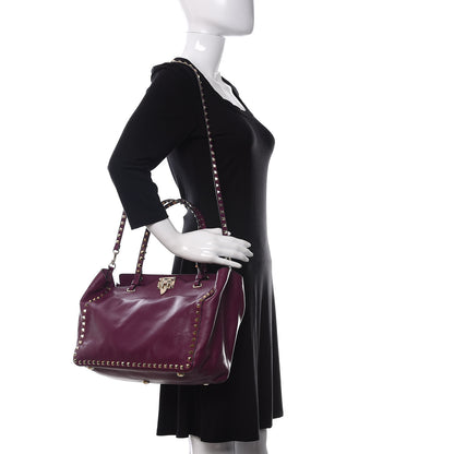 Valentino Garavani Vitello Medium Rockstud Tote Grape 2 of 12