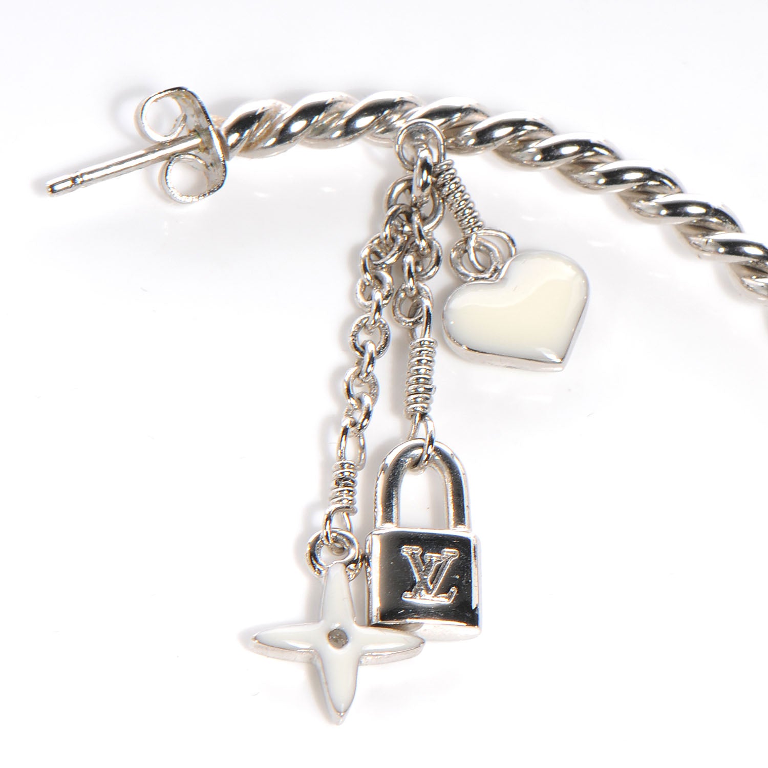 Louis Vuitton Sweet Monogram Creole Hoop Earrings White 4 of 5