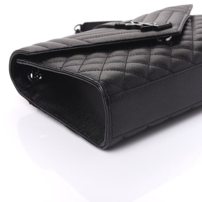Saint Laurent Grain De Poudre Textured Mixed Matelasse Triquilt Medium Monogram Satchel Black 7 of 8