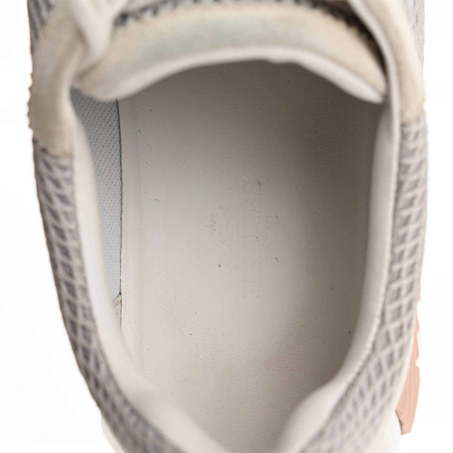 Hermes Air Mesh Suede Goatskin Bouncing Sneakers  38 Gris Lulea White 7 of 14