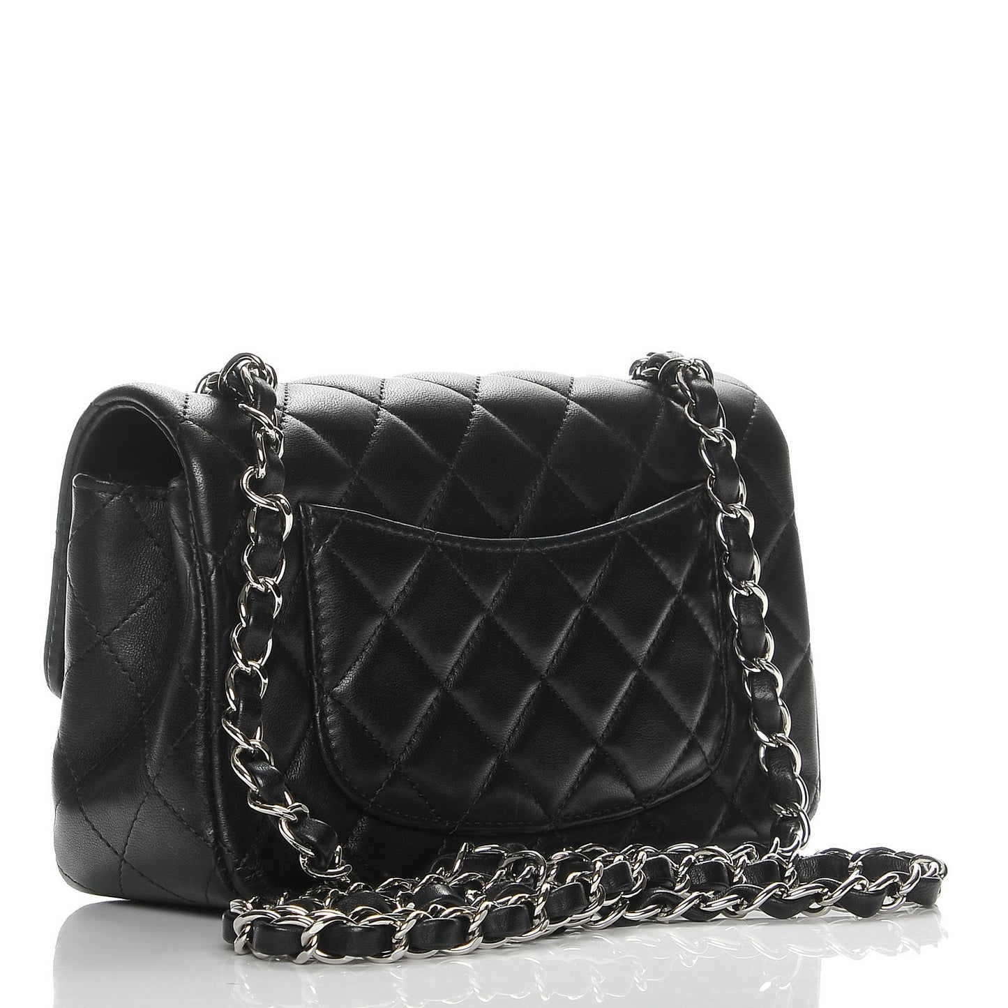 Lambskin Quilted Mini Rectangular Flap Black