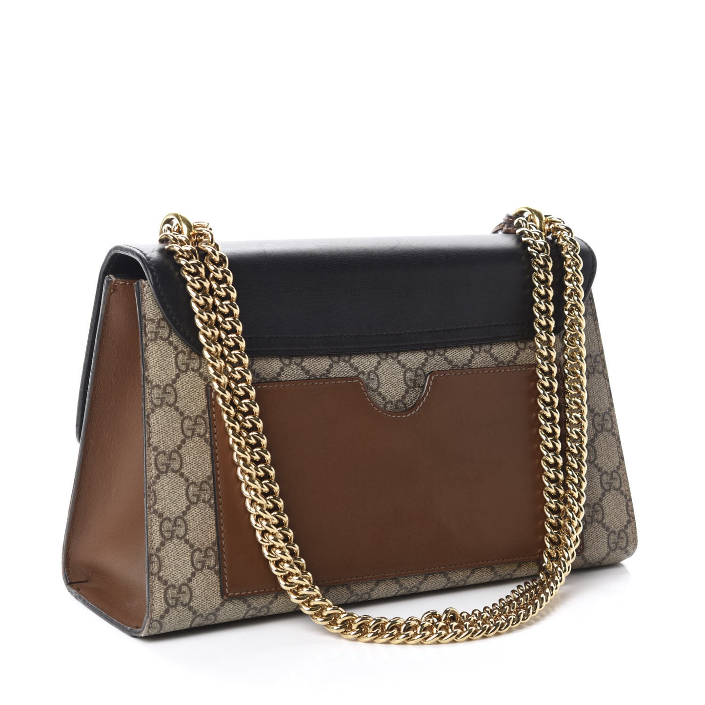 GG Supreme Monogram Calfskin Medium Padlock Shoulder Bag Beige Black Cuir