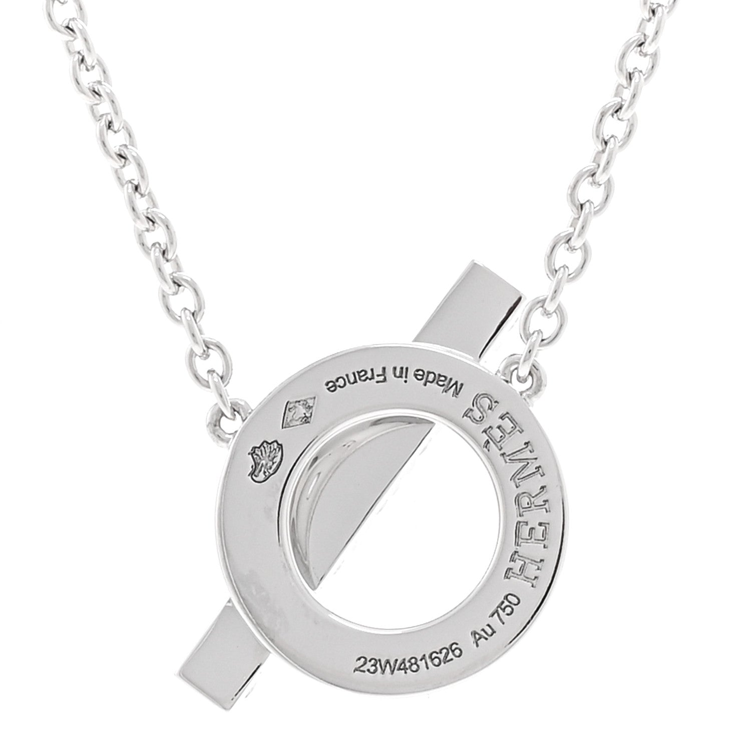 Hermes 18K White Gold Diamond Finesse Pendant Necklace 5 of 6