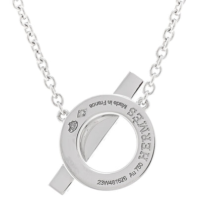 Hermes 18K White Gold Diamond Finesse Pendant Necklace 5 of 6