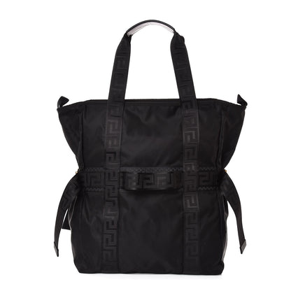 Versace Nylon Greek Chain Tote Black 1 of 8