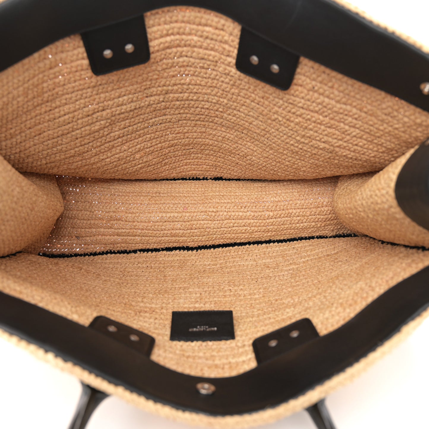 Raffia Calfskin Rive Gauche Tote Naturale Black