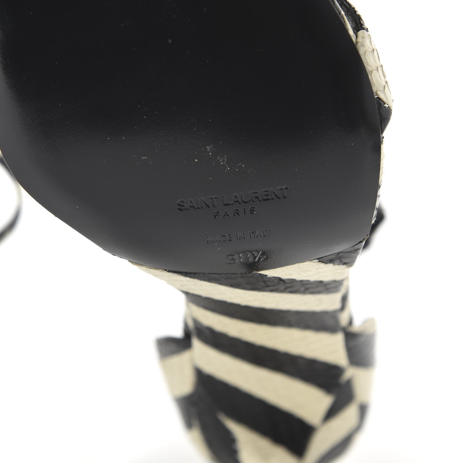 Saint Laurent Snakeskin Striped Amber 85 Heel 38.5 Black Off White 6 of 10