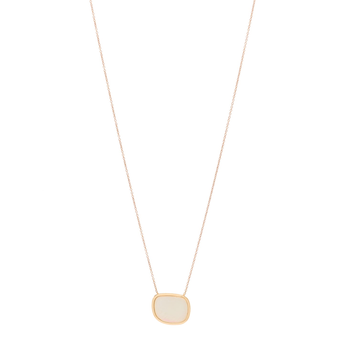 18K Rose Gold Mother of Pearl Amphibole Pendant Necklace