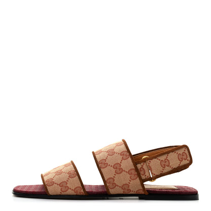 Gucci Canvas GG Monogram Mens Slingback Flat Sandals 6.5 Beige Ruggine Cuir 1 of 8