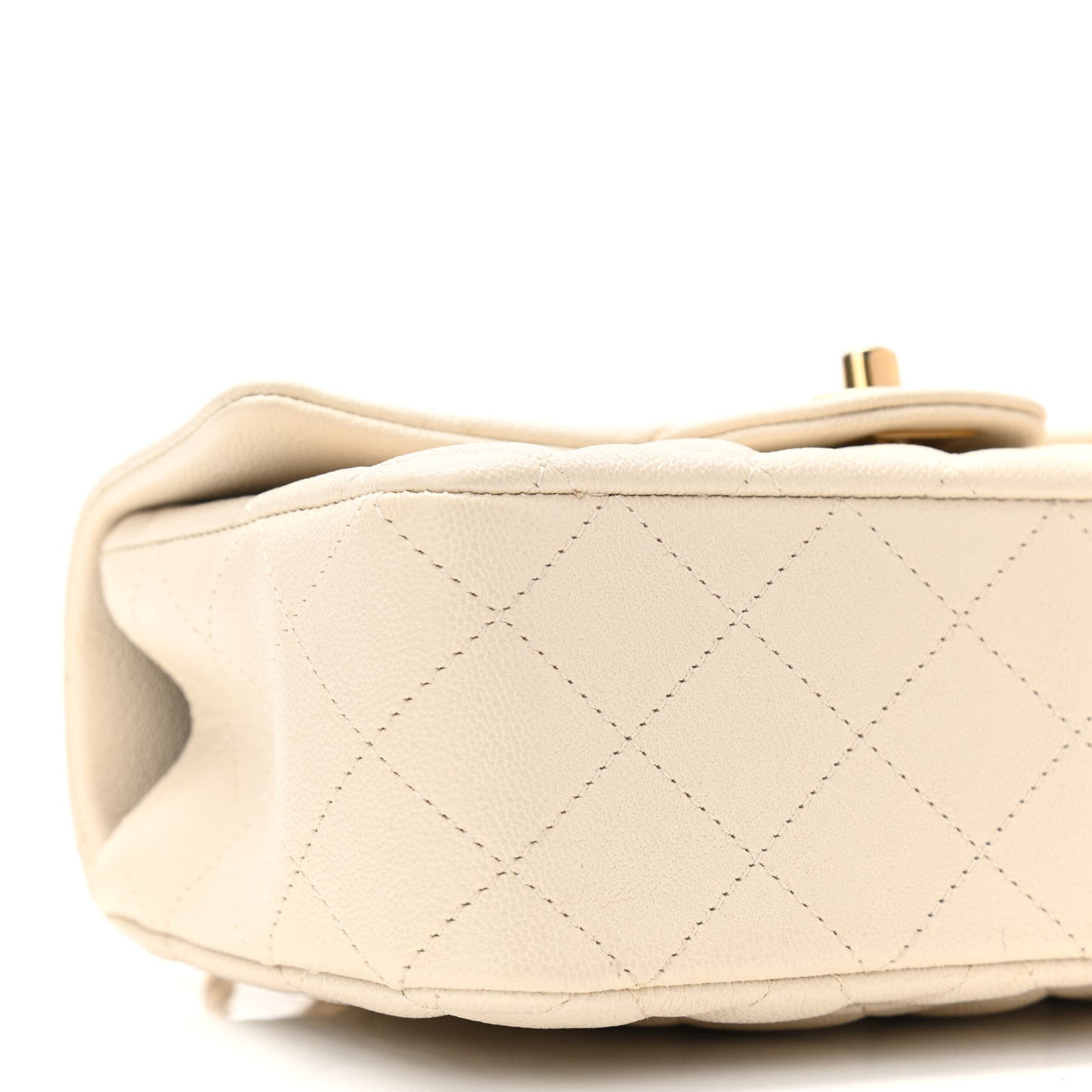 Caviar Quilted Mini Top Handle Rectangular Flap White
