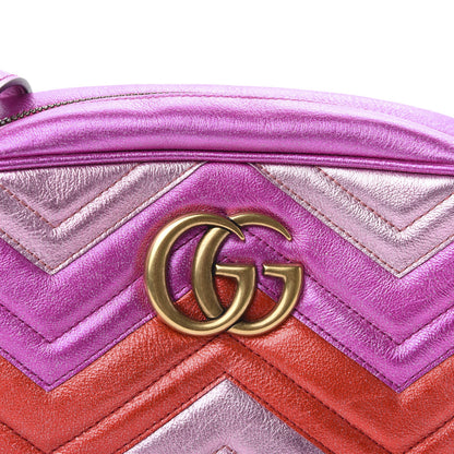 Gucci Laminated Nappa Matelasse Small GG Marmont Chain Shoulder Bag Fuxia Rosso Rosa 10 of 10