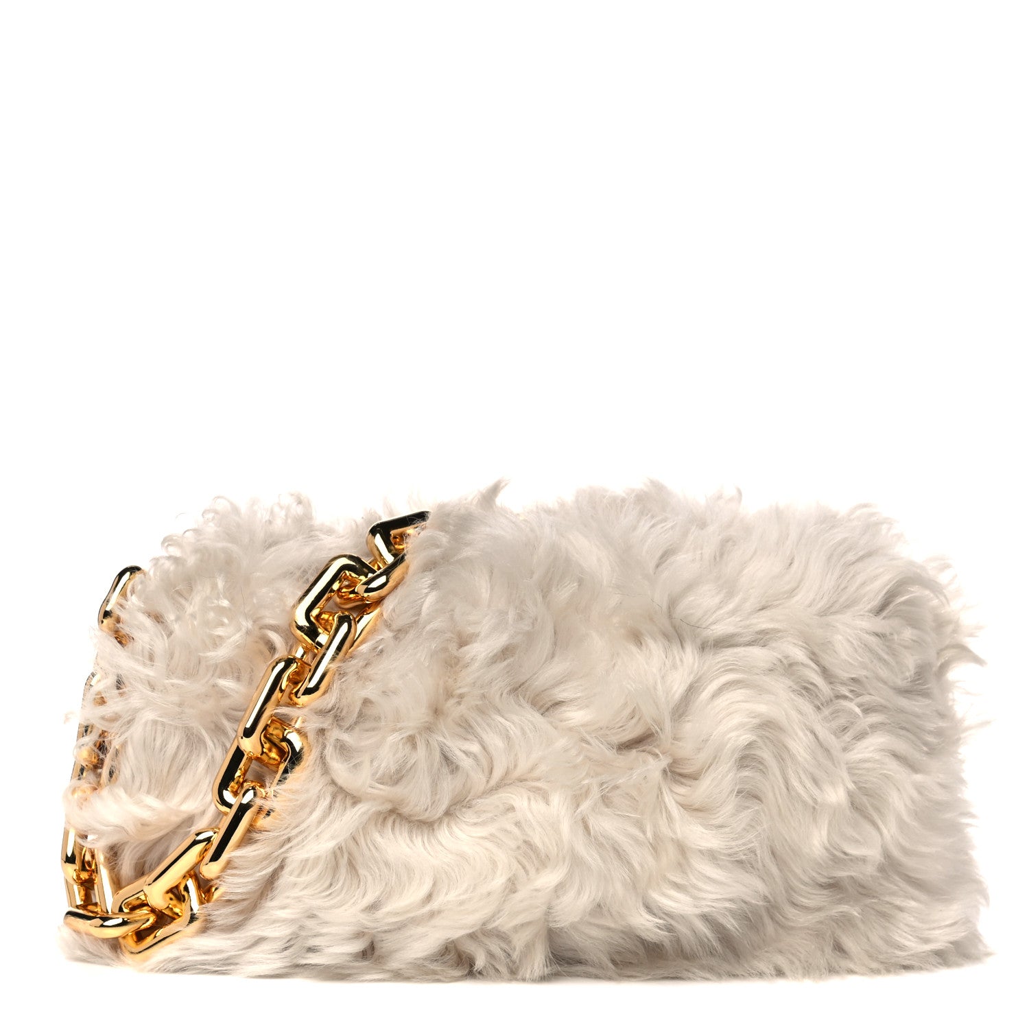 Bottega Veneta Shearling Lambskin The Pouch Chain White 1 of 9