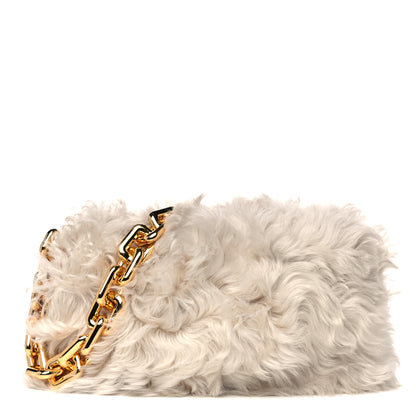 Bottega Veneta Shearling Lambskin The Pouch Chain White 1 of 9
