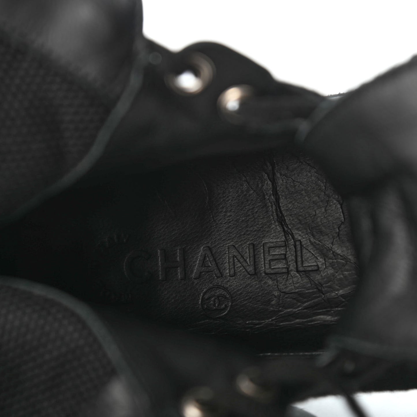 Tweed Patent Calfskin Sneaker High Boots 38 Black