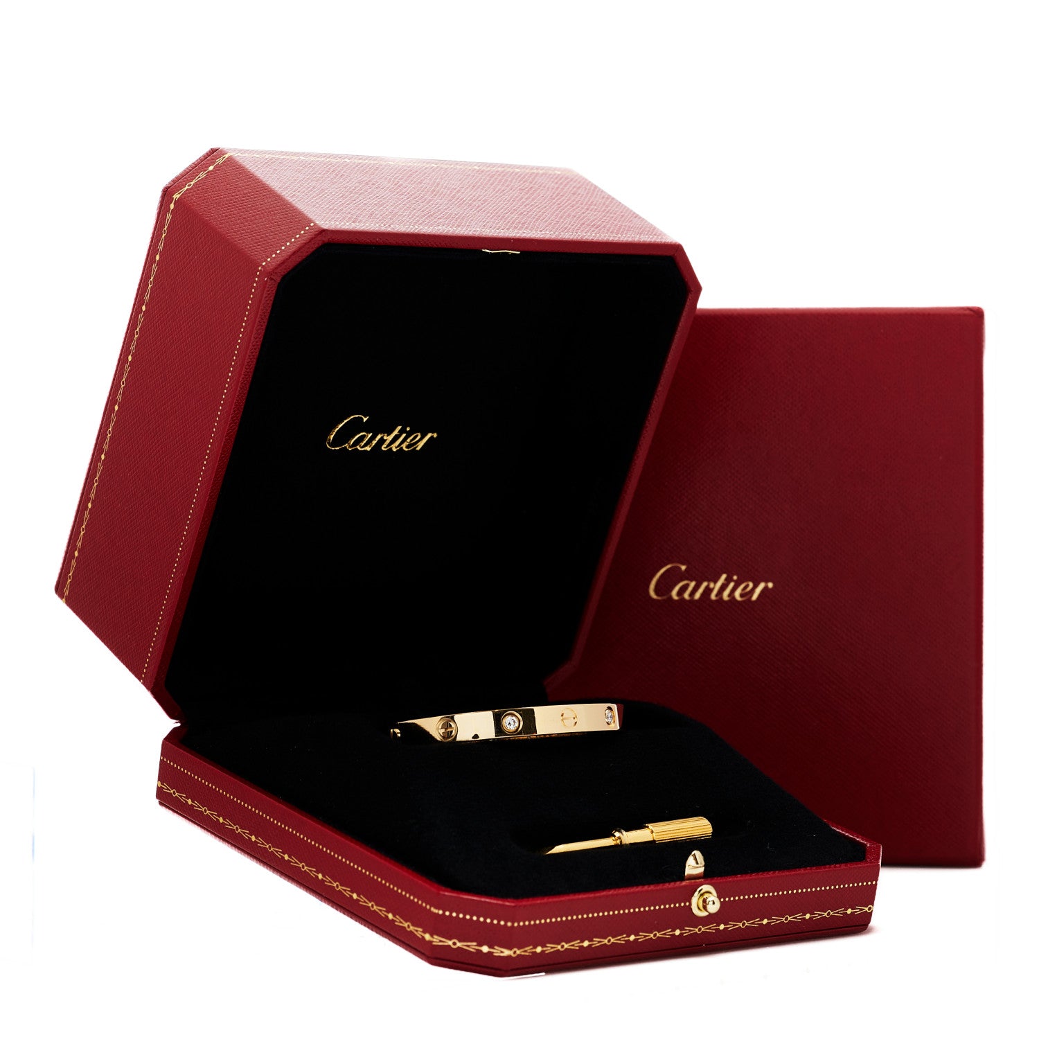 Cartier 18K Yellow Gold 4 Diamond LOVE Bracelet 16 7 of 7