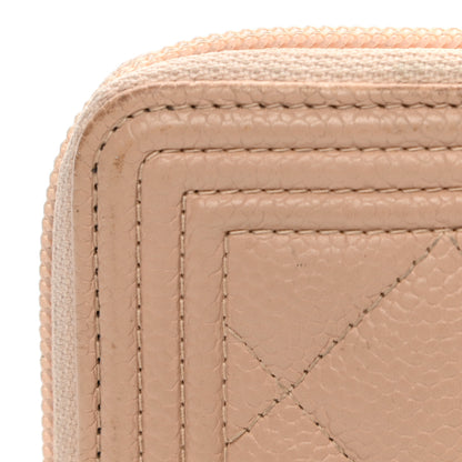 Chanel Caviar Quilted Small Boy Zip Around Wallet Beige 8 of 11