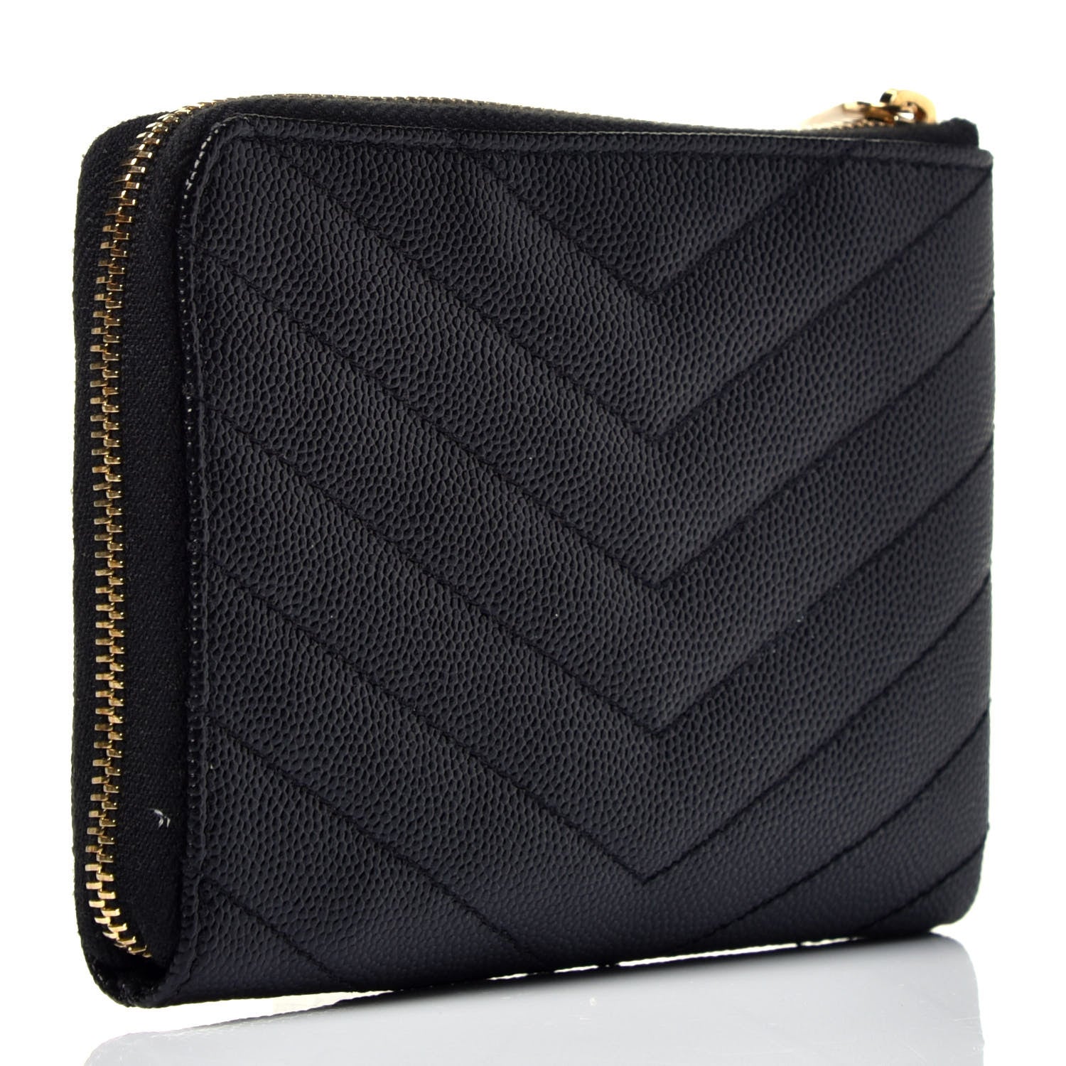 Saint Laurent Grain de Poudre Matelasse Monogram Key Pouch Black 3 of 7