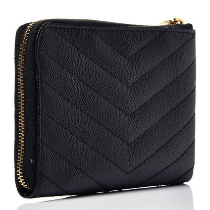 Saint Laurent Grain de Poudre Matelasse Monogram Key Pouch Black 3 of 7