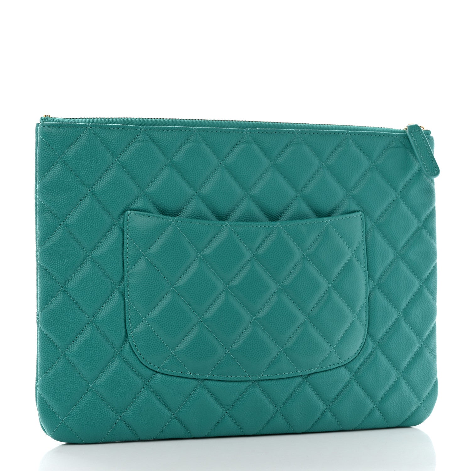 Chanel Caviar Quilted Medium Cosmetic Case Turquoise 3 of 8
