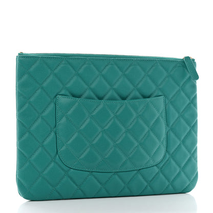 Chanel Caviar Quilted Medium Cosmetic Case Turquoise 3 of 8