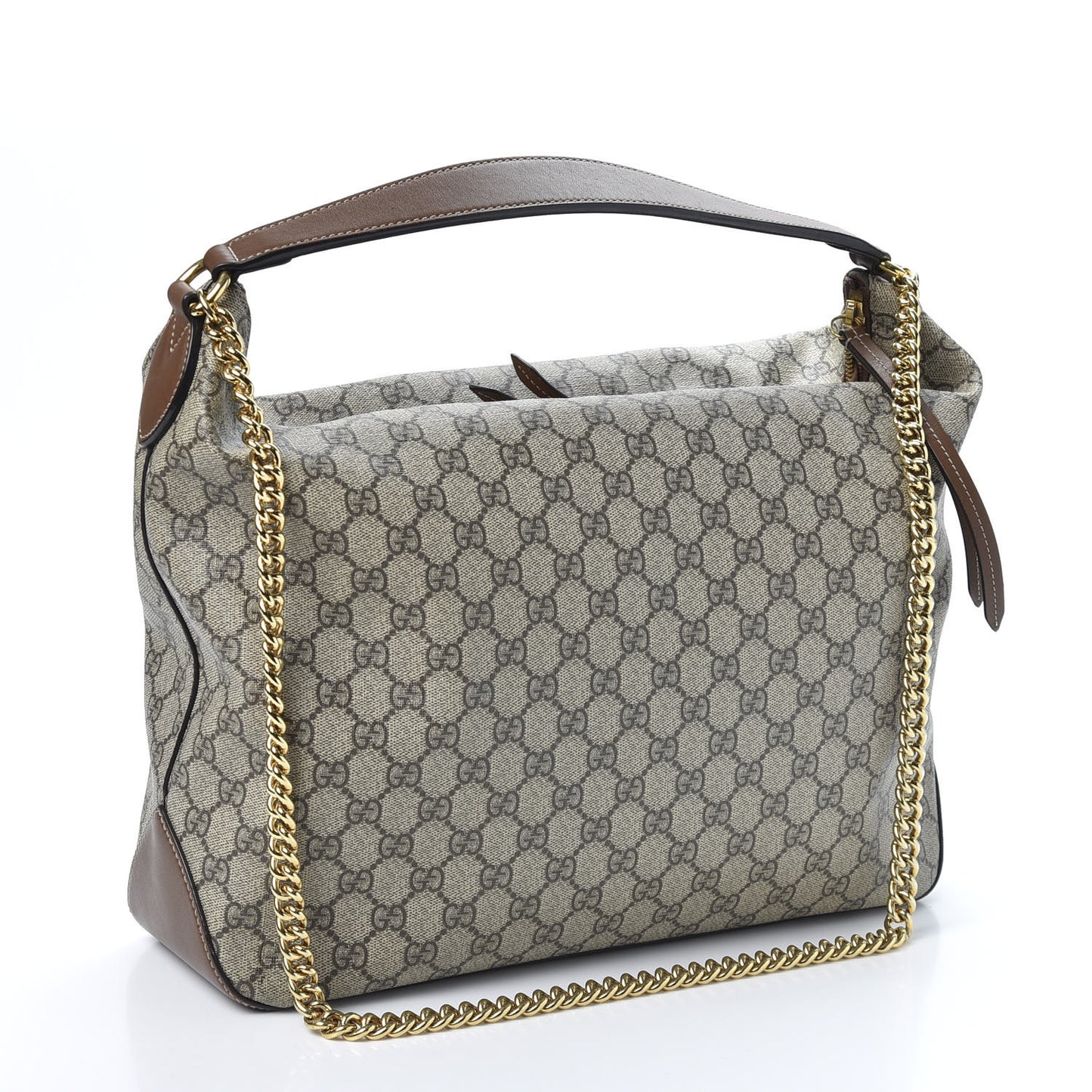 GG Supreme Monogram Large Linea A Hobo Light Brown