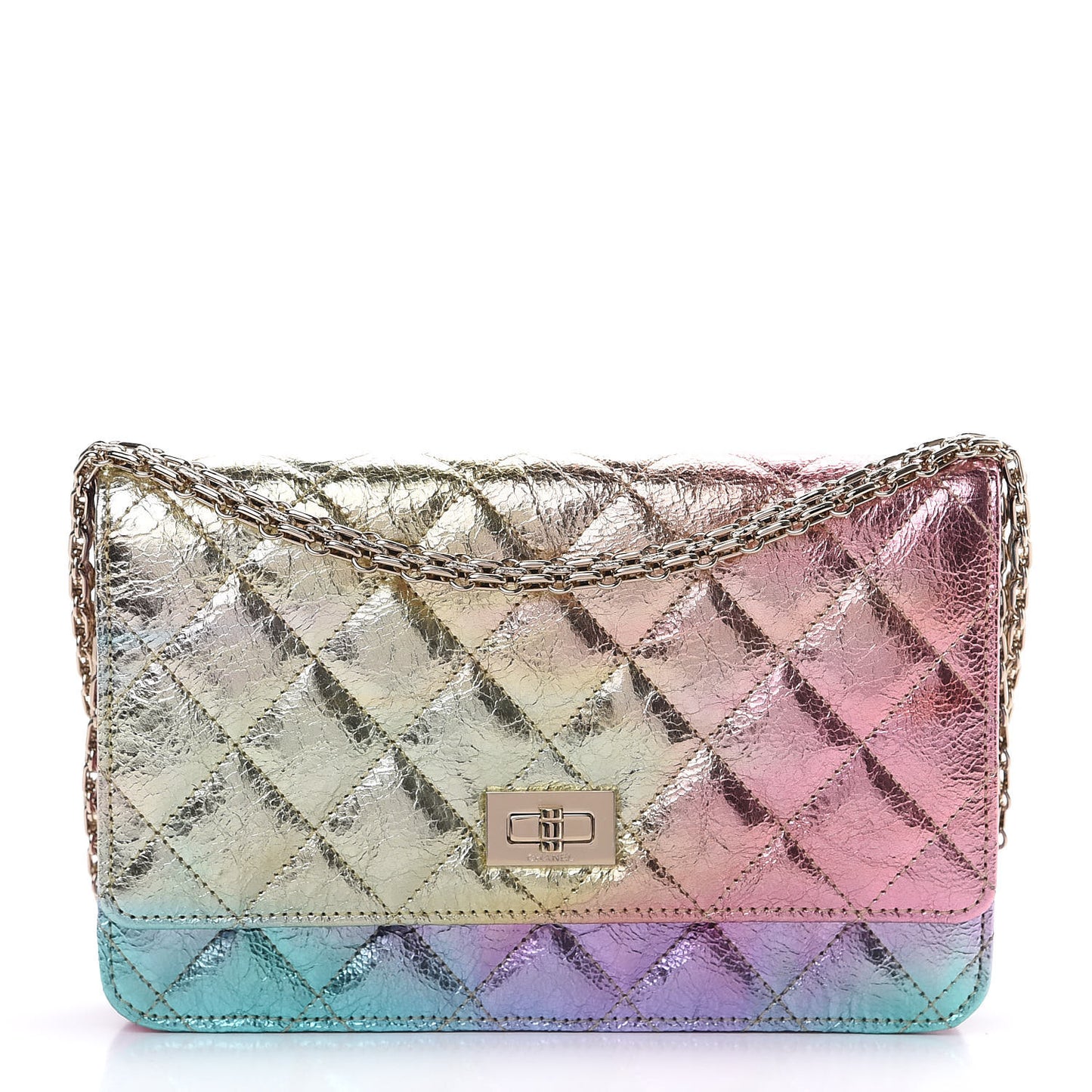 Metallic Goatskin Quilted 2.55 Reissue Wallet on Chain WOC Multicolor