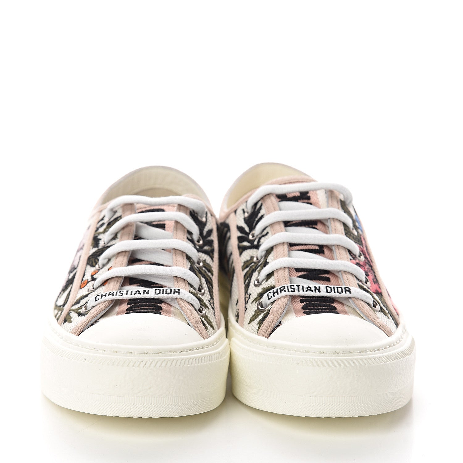 Christian Dior Cotton Rosa Mutabilis Embroidered Womens Walk'N'Dior Low Top Sneakers 35 Beige Multicolor 2 of 7