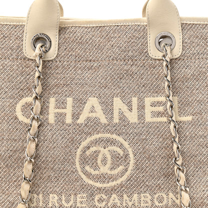 Chanel Mixed Fibers Calfskin Medium Deauville Tote Beige White 8 of 12