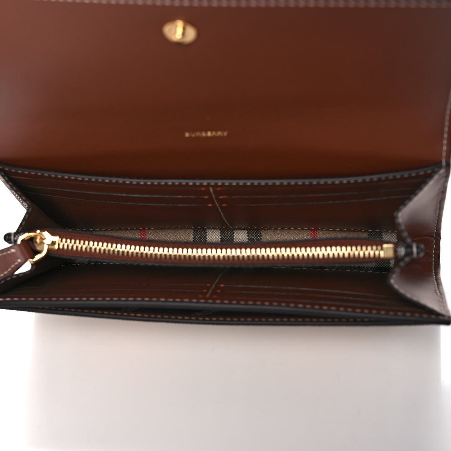 Vintage Check Grain Calfskin Halton Wallet Tan