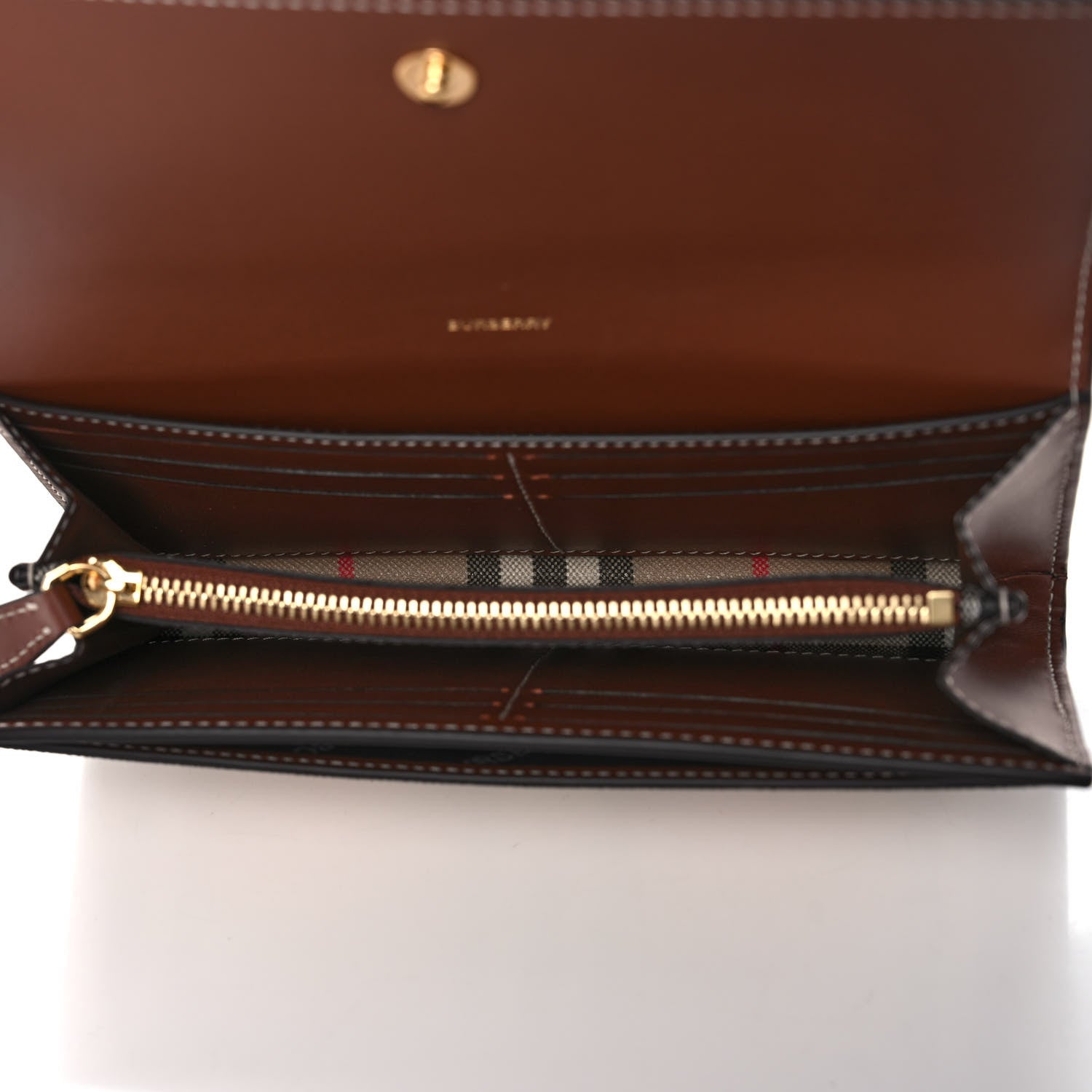 Burberry Vintage Check Grain Calfskin Halton Wallet Tan 5 of 12