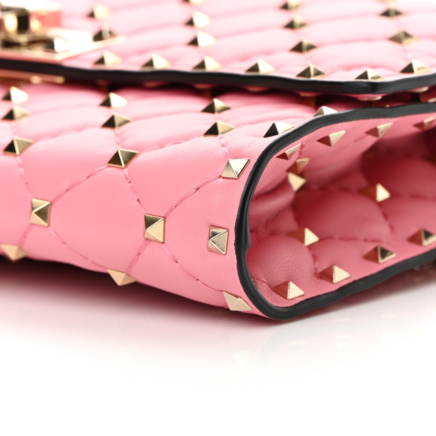 Valentino Garavani Nappa Rockstud Spike Wallet On Chain Paradise Rose 8 of 11