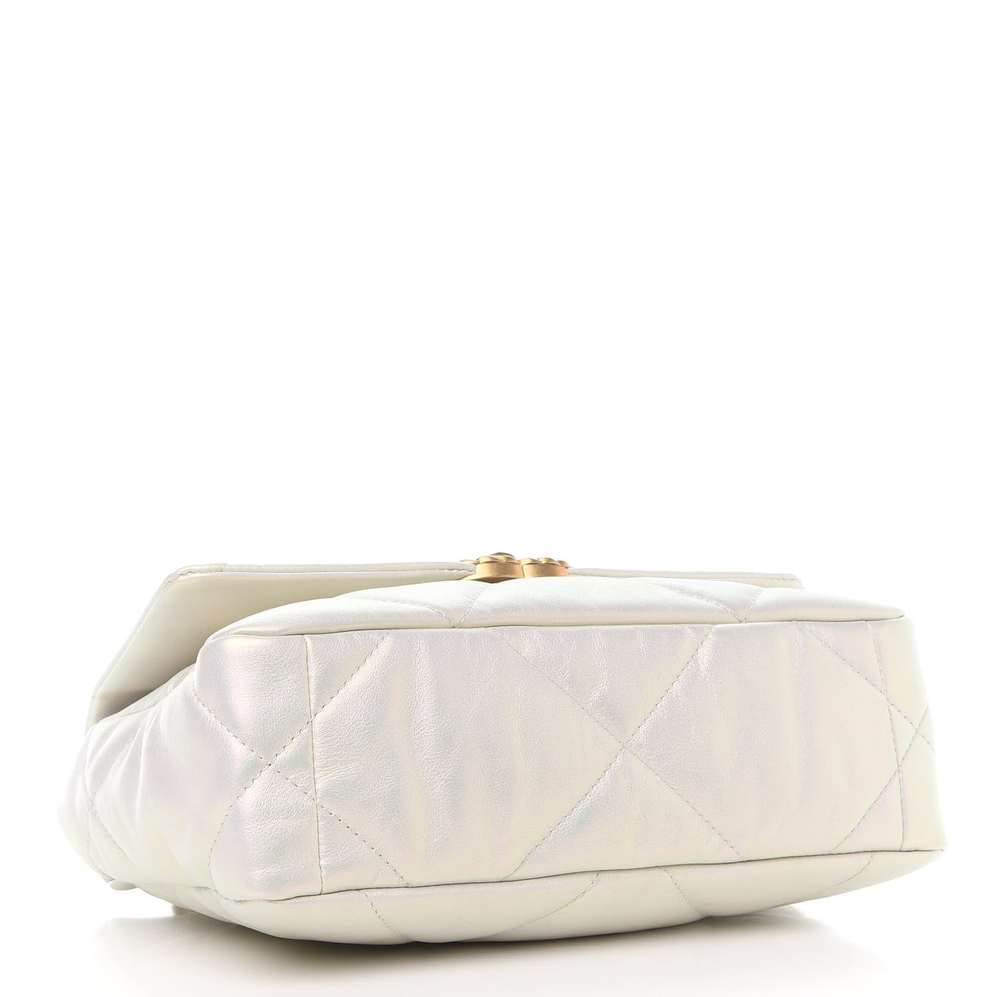 Iridescent Calfskin Quilted Medium Chanel 19 Flap White