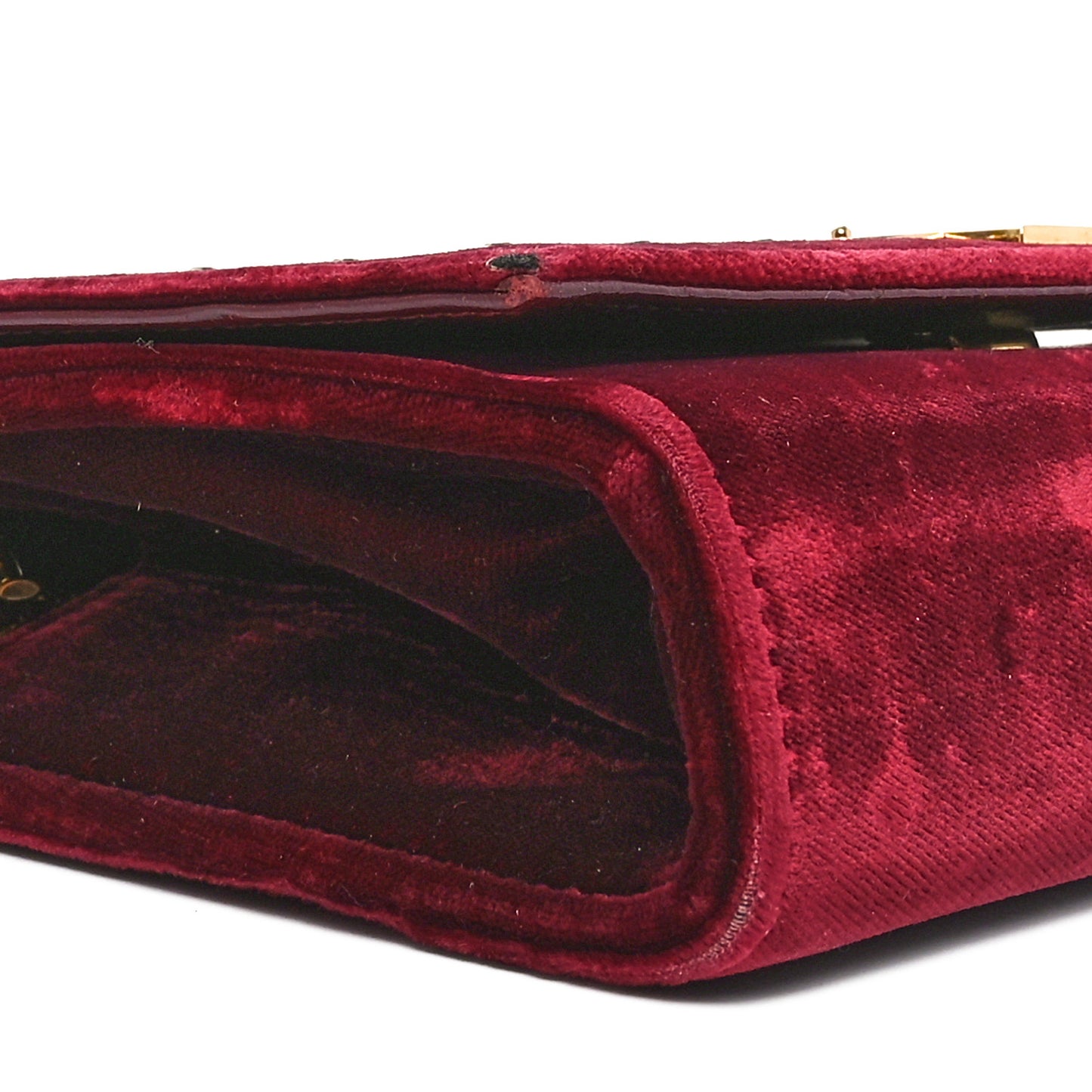 Velvet Crystal Studded Monogram Small Kate Satchel Red
