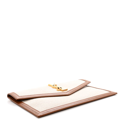 Saint Laurent Canvas Uptown Pouch Natural Beige Brick 4 of 6