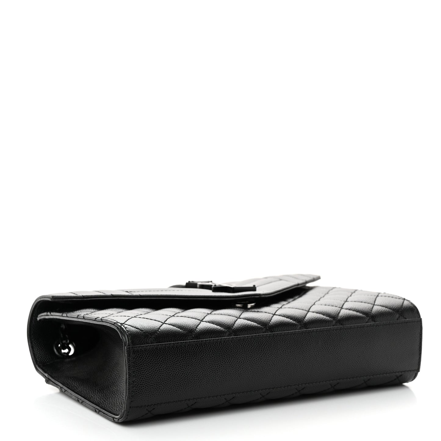 Grain De Poudre Textured Mixed Matelasse Triquilt Medium Monogram Monochrome Satchel Black