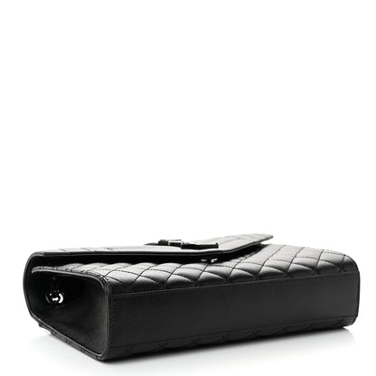 Saint Laurent Grain De Poudre Textured Mixed Matelasse Triquilt Medium Monogram Monochrome Satchel Black 4 of 12