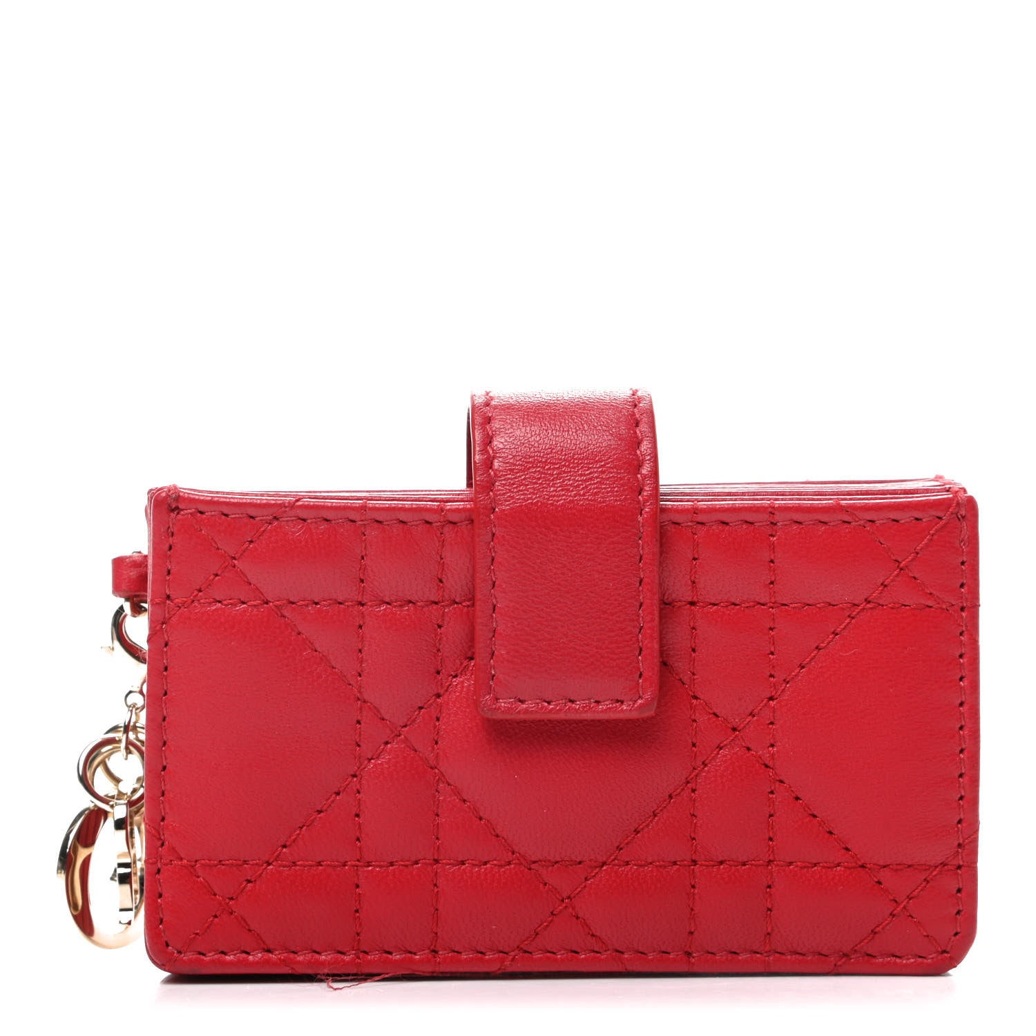 Christian Dior Lambskin Cannage Lady Dior 5-Gusset Card Holder Red 1 of 10