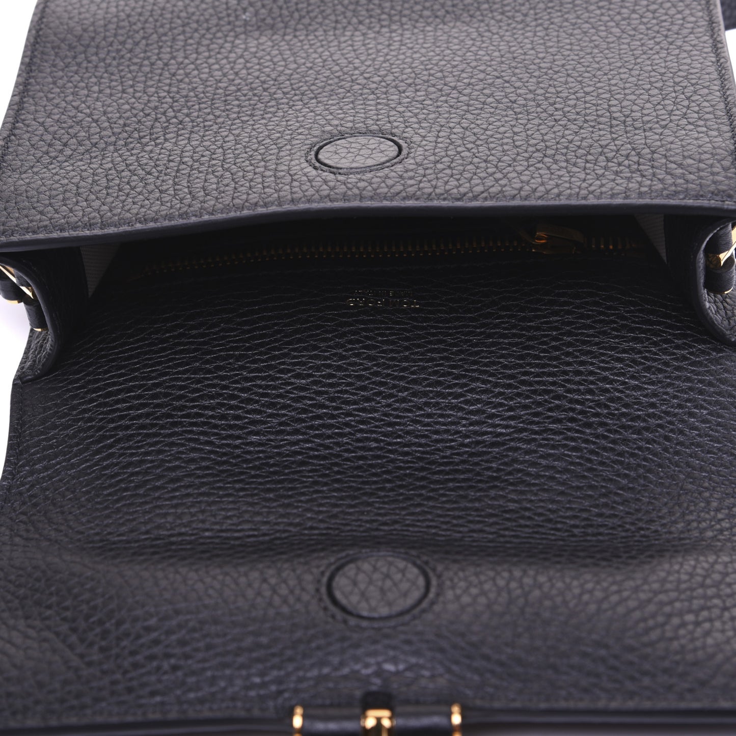 Grained Calfskin Small T Clasp Tara Crossbody Bag Black
