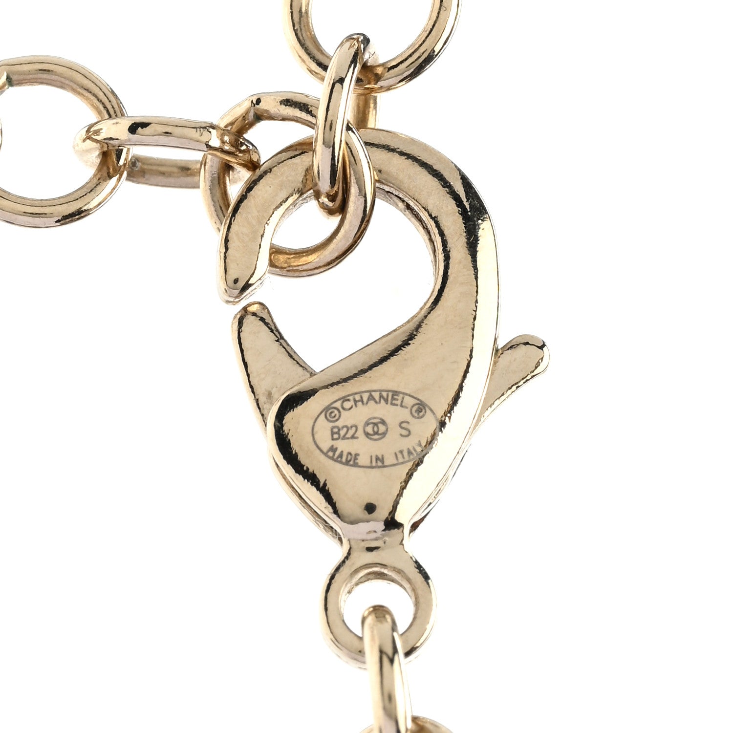 Chanel Metal Lambskin CC Chain Necklace Gold White 5 of 6