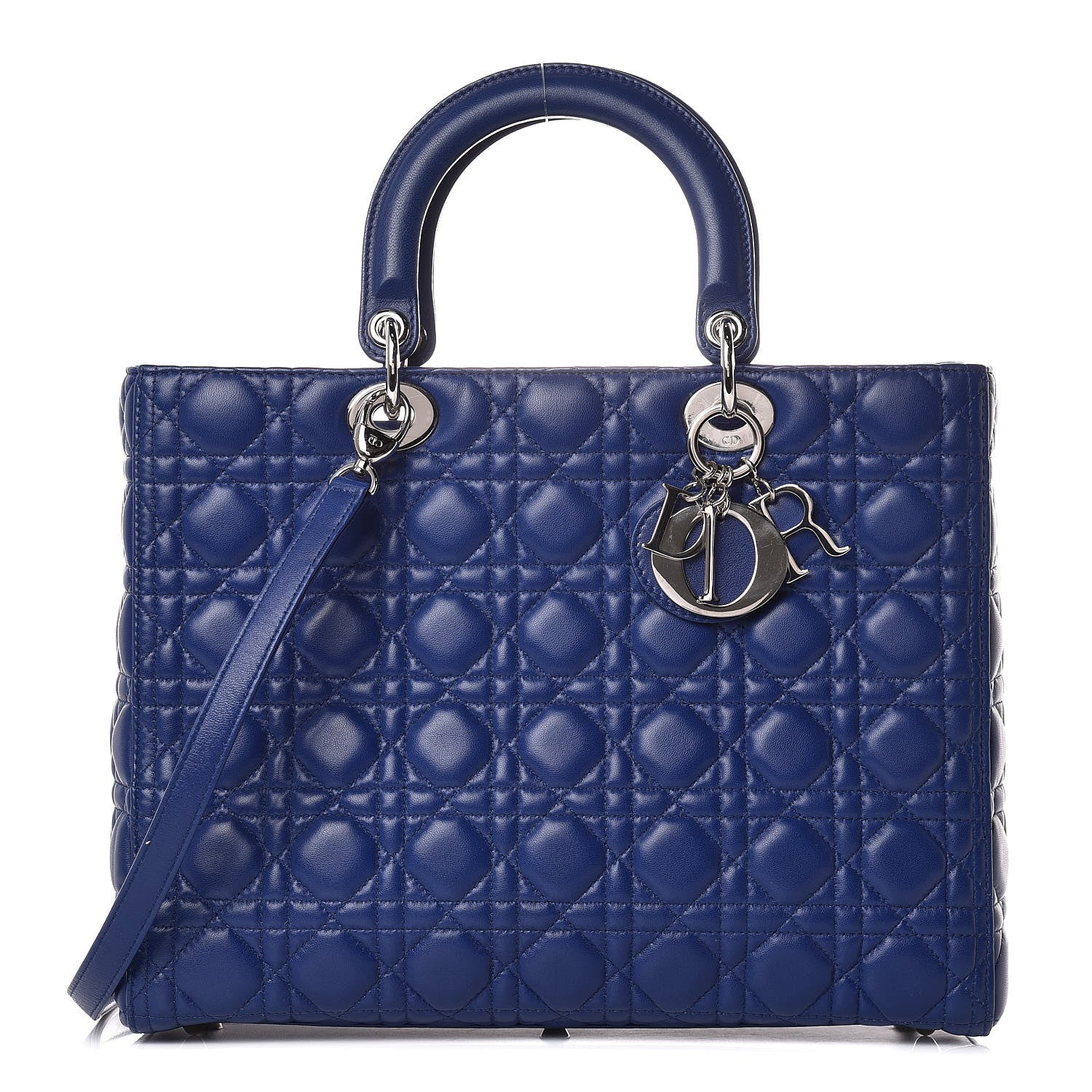 Christian Dior Lambskin Cannage Large Lady Dior Blue 1 of 9