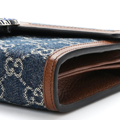 Gucci New Denim GG Monogram Dollar Calfskin Enamel Mini Dionysus Chain Wallet Blue Tea Cuir Epilog Electric Blue 11 of 11