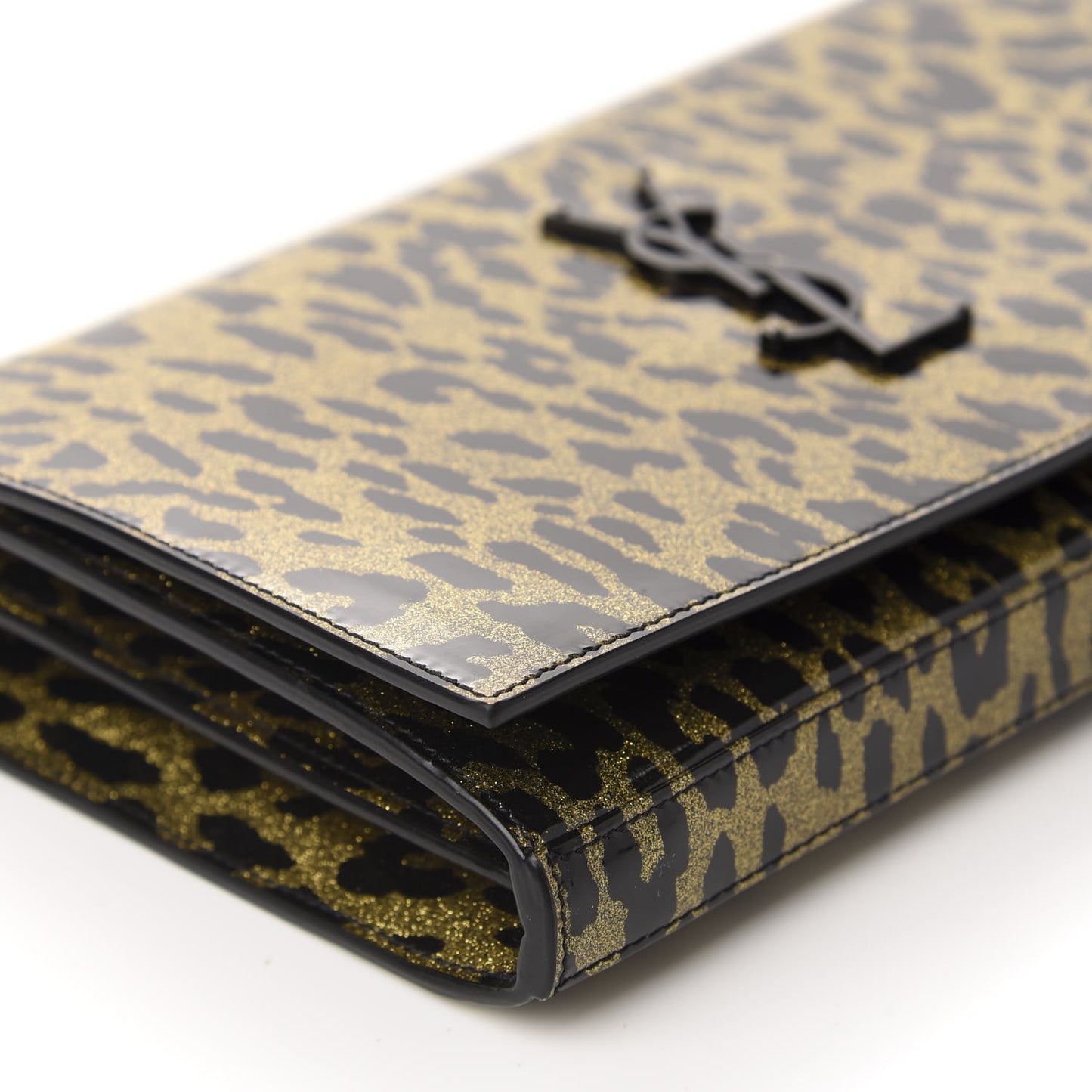 Patent Leopard Print Monogram Chain Wallet Leopard Black Gold
