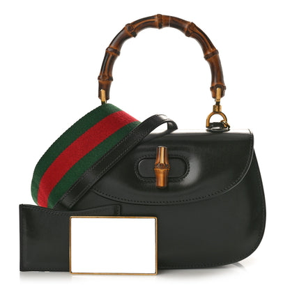 Gucci Boarded Dyana Lux Calfskin Web Small Bamboo 1947 Top Handle Bag Black 3 of 12